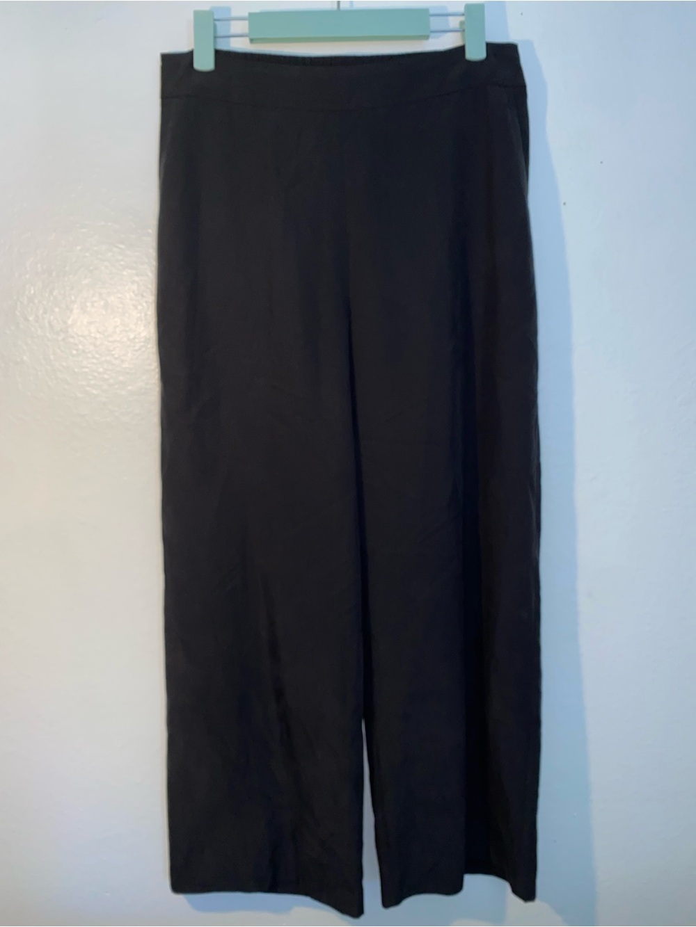 Eileen Fisher Black Lightweight Washable Stretch Crepe Wide-Leg Sz Petite Small